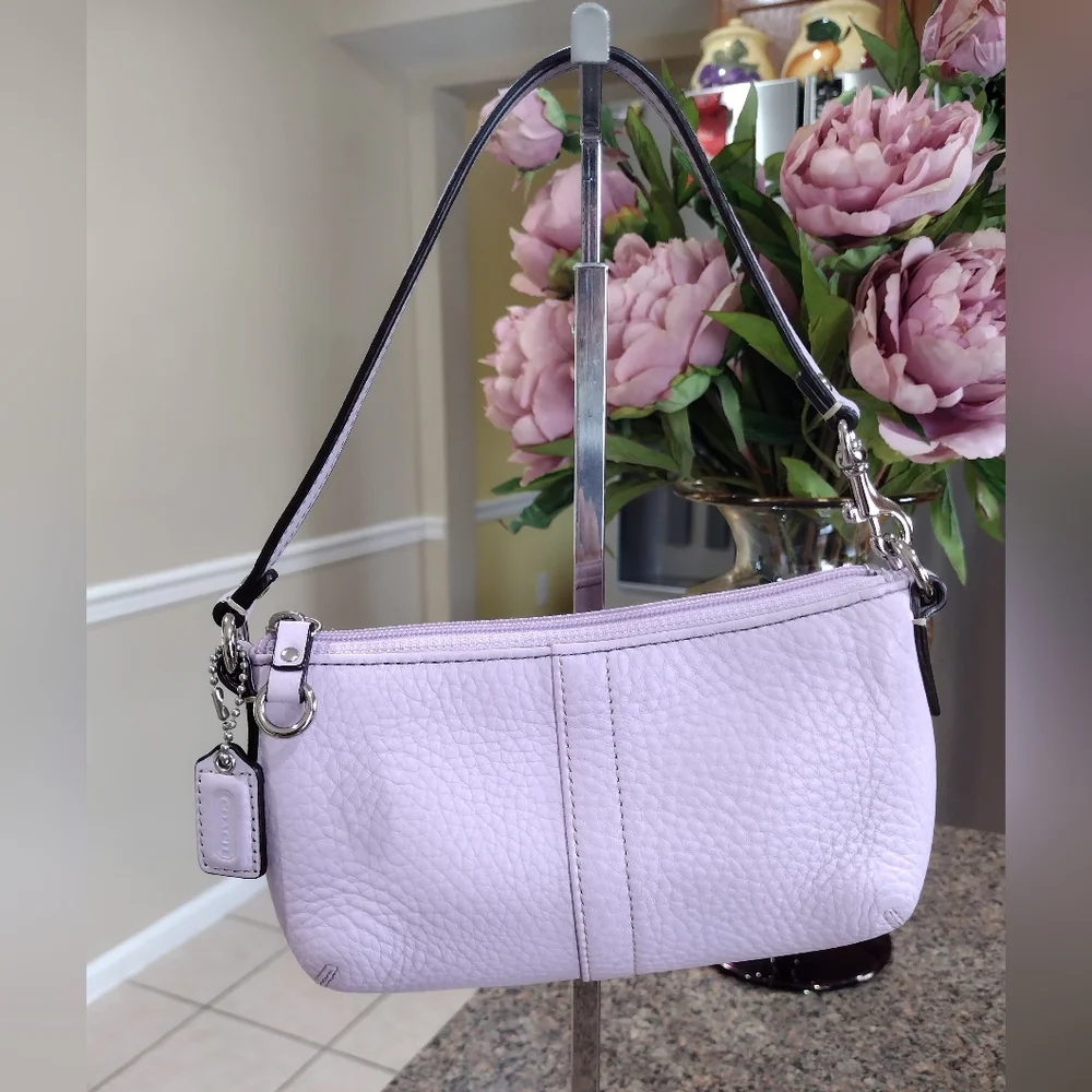 COACH Light Purple Pebbled Leather Wristlet
